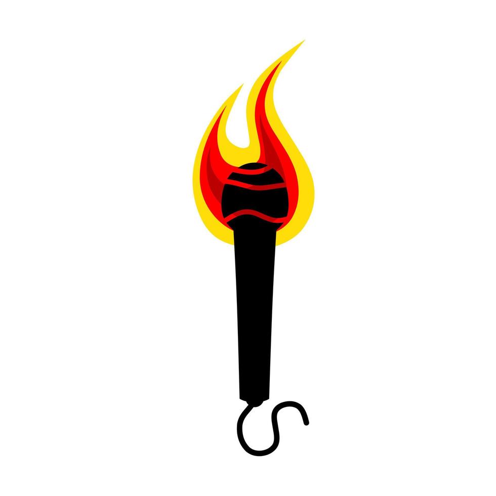 ilustração em vetor de um microfone com fogo. ícone de microfone ardente. em um fundo branco. ótimo para cantar logotipos de concursos, shows de canto e logotipos da web.