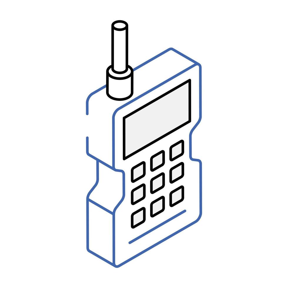 ícone isométrico de contorno premium de walkie talkie vetor