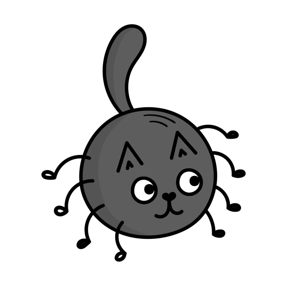 gato aranha fofo. decoração de dia das bruxas. ilustração de estilo doodle vetor