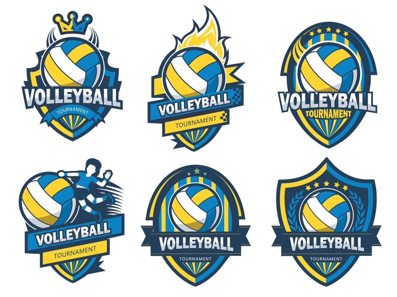 um grupo de conjunto de logotipo de vôlei vetor