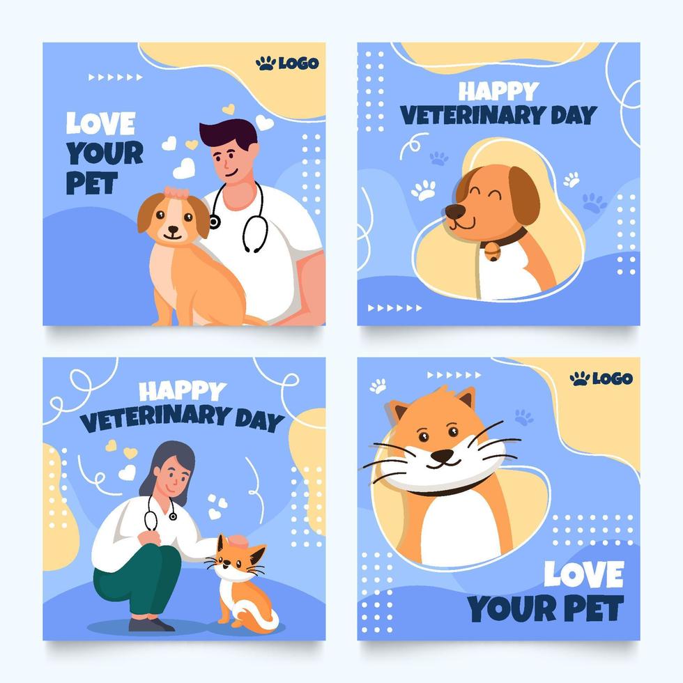 feliz dia do veterinário redes sociais vetor