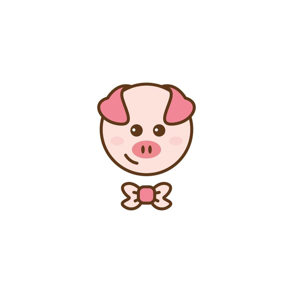personagem de desenho animado de logotipo de porquinho fofo. feliz sorridente porquinho dos desenhos animados do bebê em moldura redonda. ilustração de logotipo em vetor
