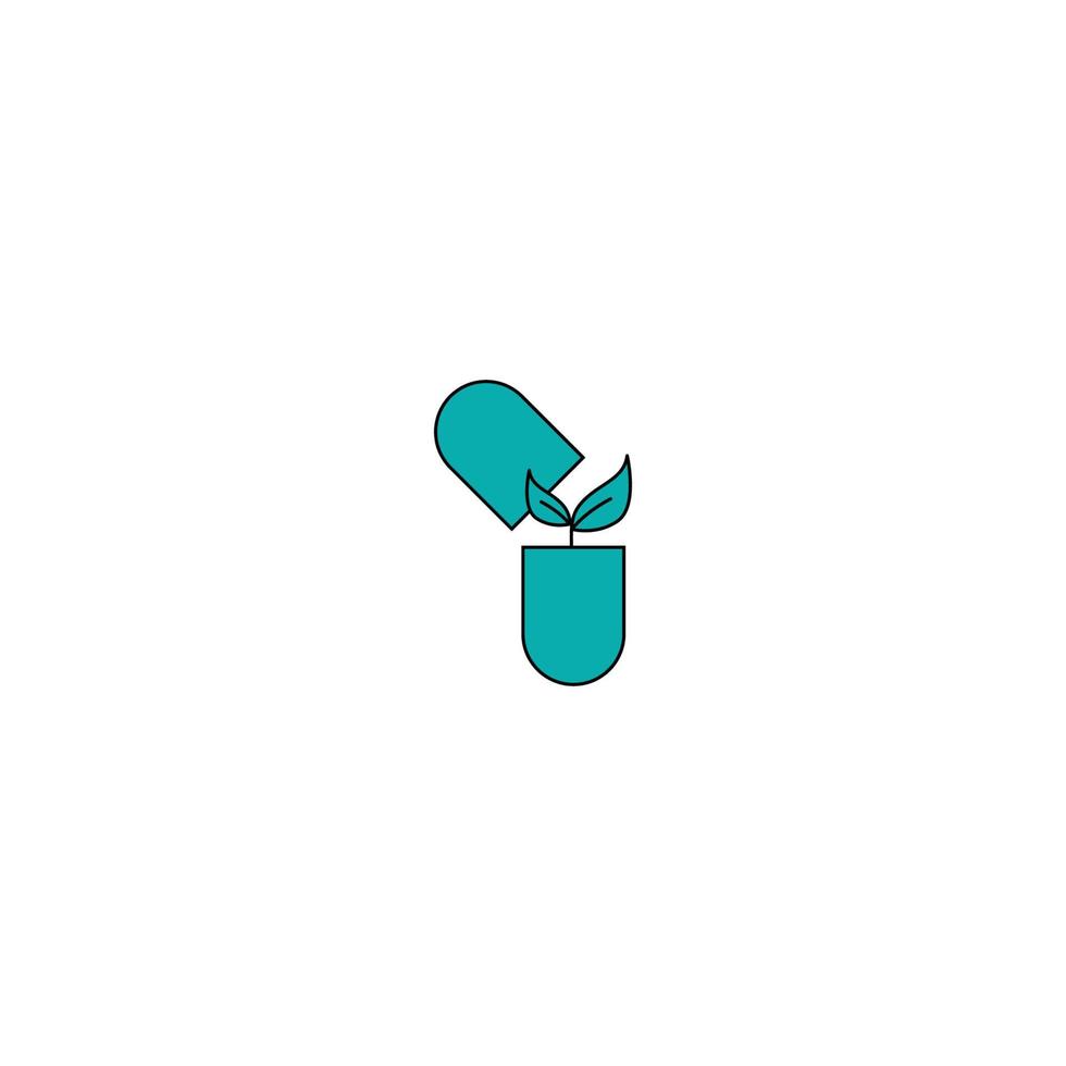 logotipo médico da natureza com design vetorial de pílula cápsula vetor