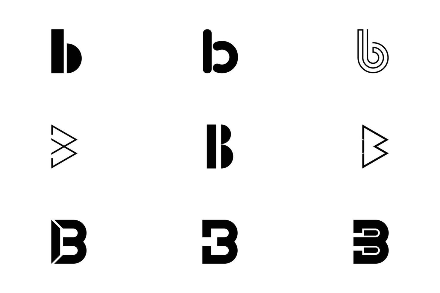 conjunto de design de vetor de logotipo monograma letra b