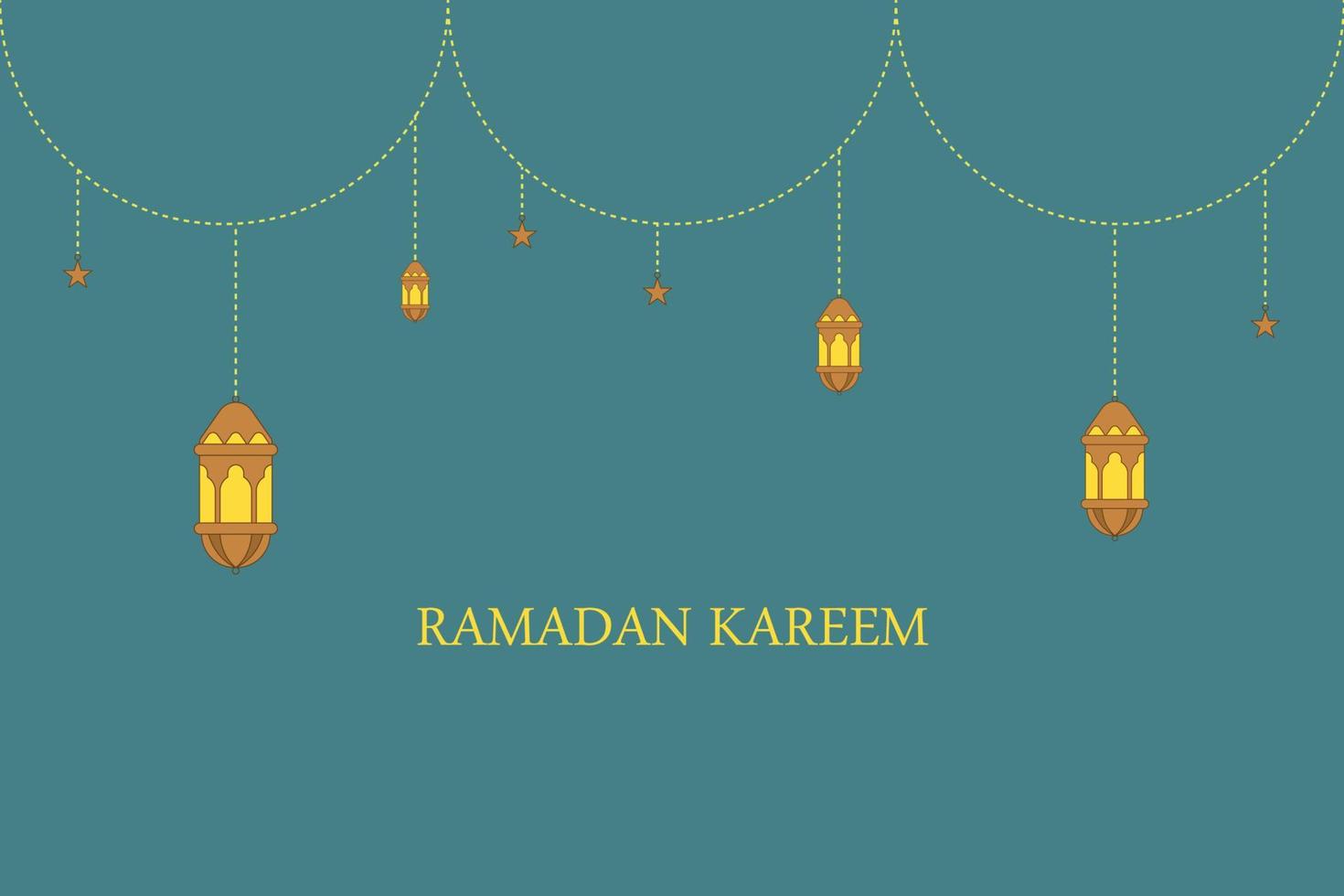 ramadan kareem saudação design islâmico com lanterna, estrela e lua. ilustração de arte vetorial vetor