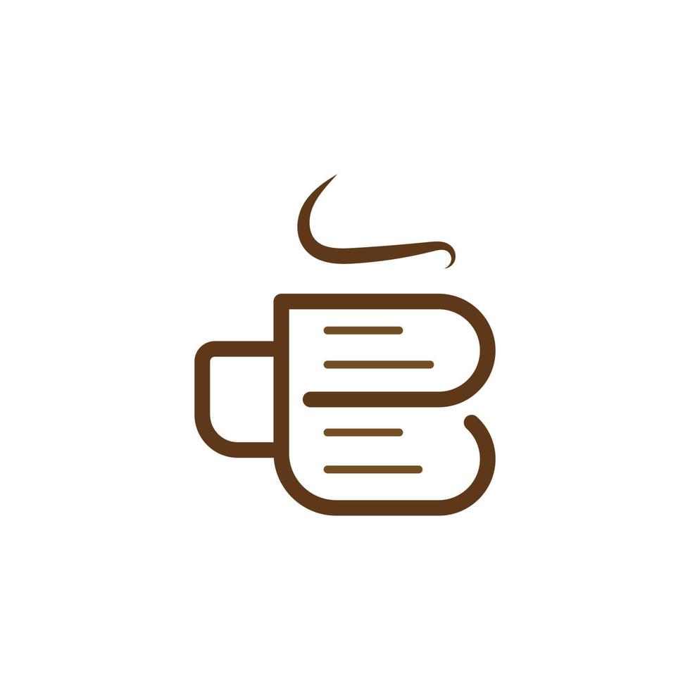 ilustração vetorial de design de logotipo de livro de café vetor