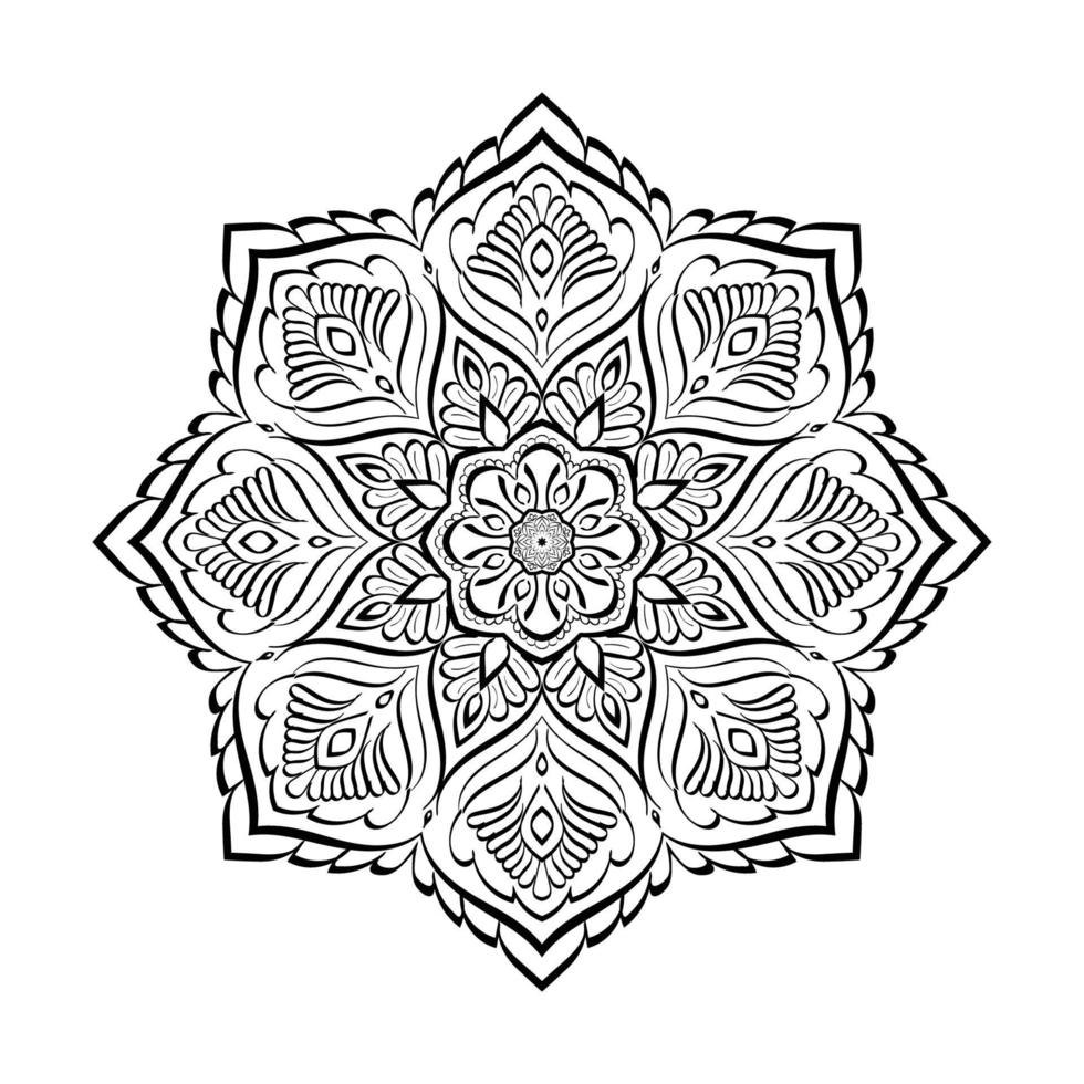 padrão circular desenhado à mão em forma de mandala para mehndi, tatuagem, decoração, henna, página do livro para colorir. vol-11 vetor