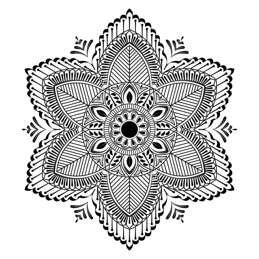 padrão circular desenhado à mão em forma de mandala para mehndi, tatuagem, decoração, henna, página do livro para colorir. vol-13 vetor