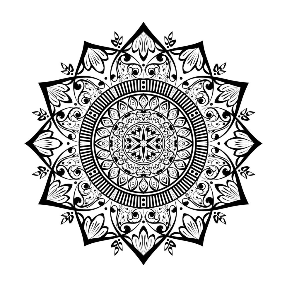 padrão circular desenhado à mão em forma de mandala para mehndi, tatuagem, decoração, henna, página do livro para colorir. vol-7 vetor