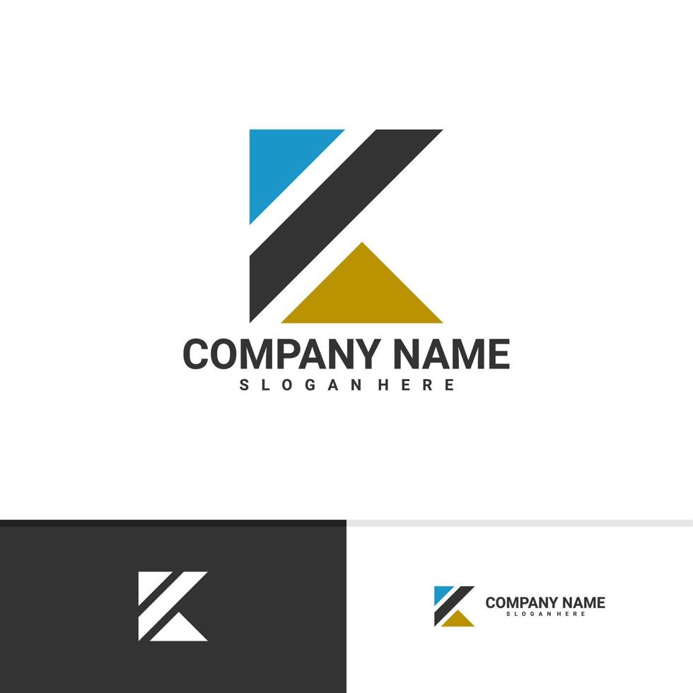 letra k com modelo de vetor de logotipo de casa, conceitos de design de logotipo k criativo