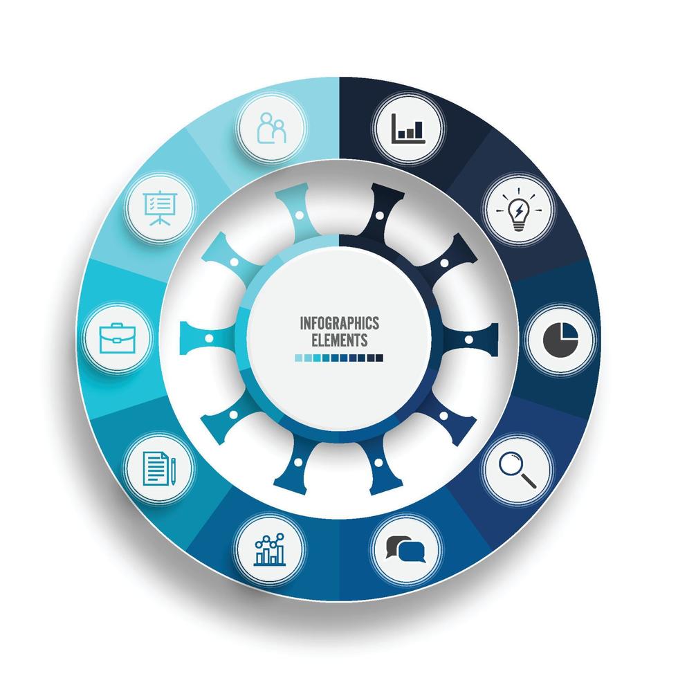 modelo de infográfico de gráfico de círculo abstrato com 10 opções para apresentações, publicidade, layouts, relatórios anuais. vetor