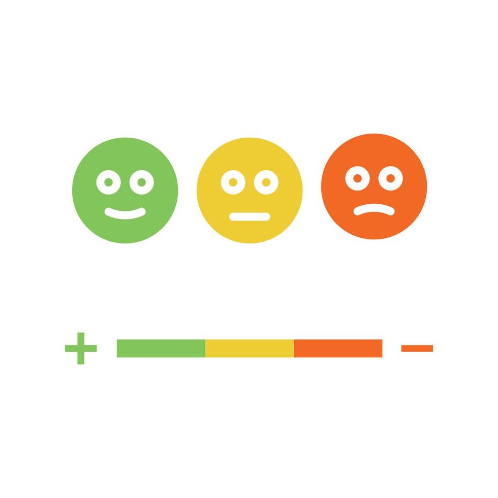 sorri para o serviço de classificação. emoções positivas, negativas e neutras. bons símbolos para suporte. sinais de várias cores. ilustração vetorial vetor
