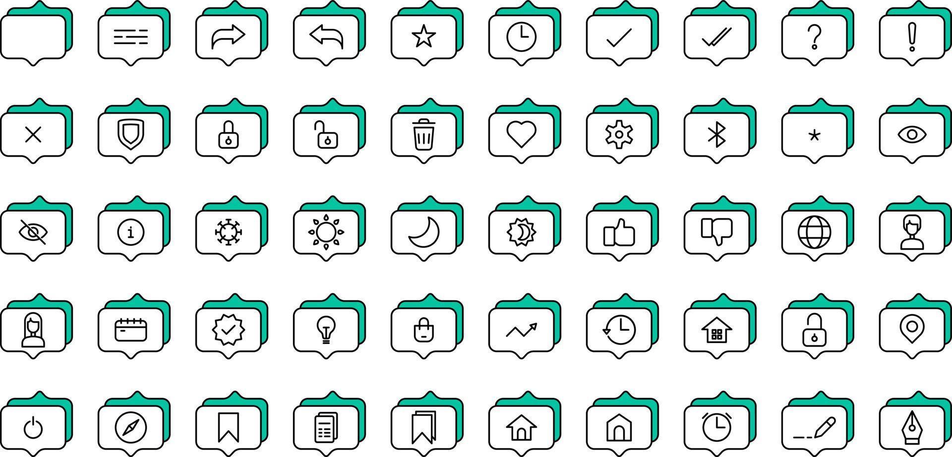 conjunto de ícones de conversa e ferramentas em fundo transparente vetor