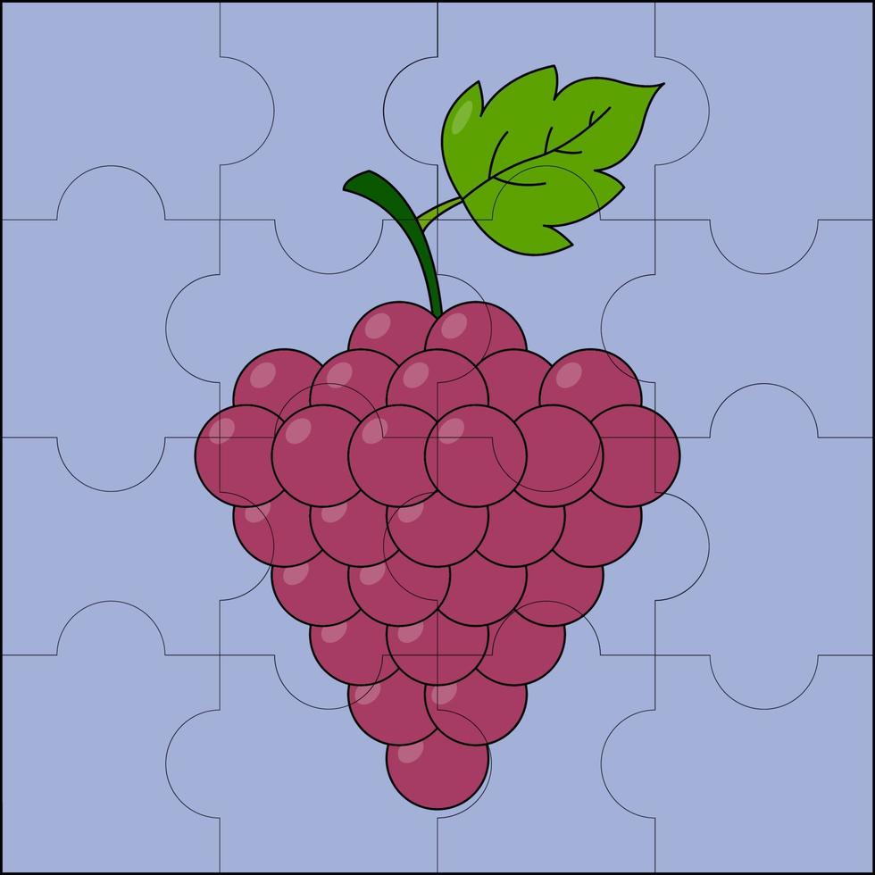 uvas maduras adequadas para ilustração vetorial de quebra-cabeça infantil vetor