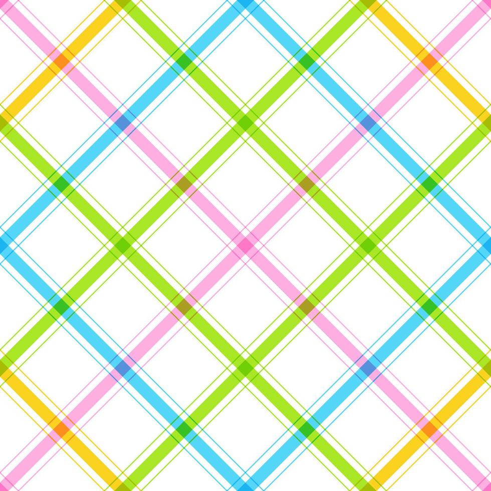 arco-íris pastel bonito linha de inclinação diagonal listra listrada xadrez xadrez scott gingham vetor de desenhos animados sem costura padrão de fundo de impressão