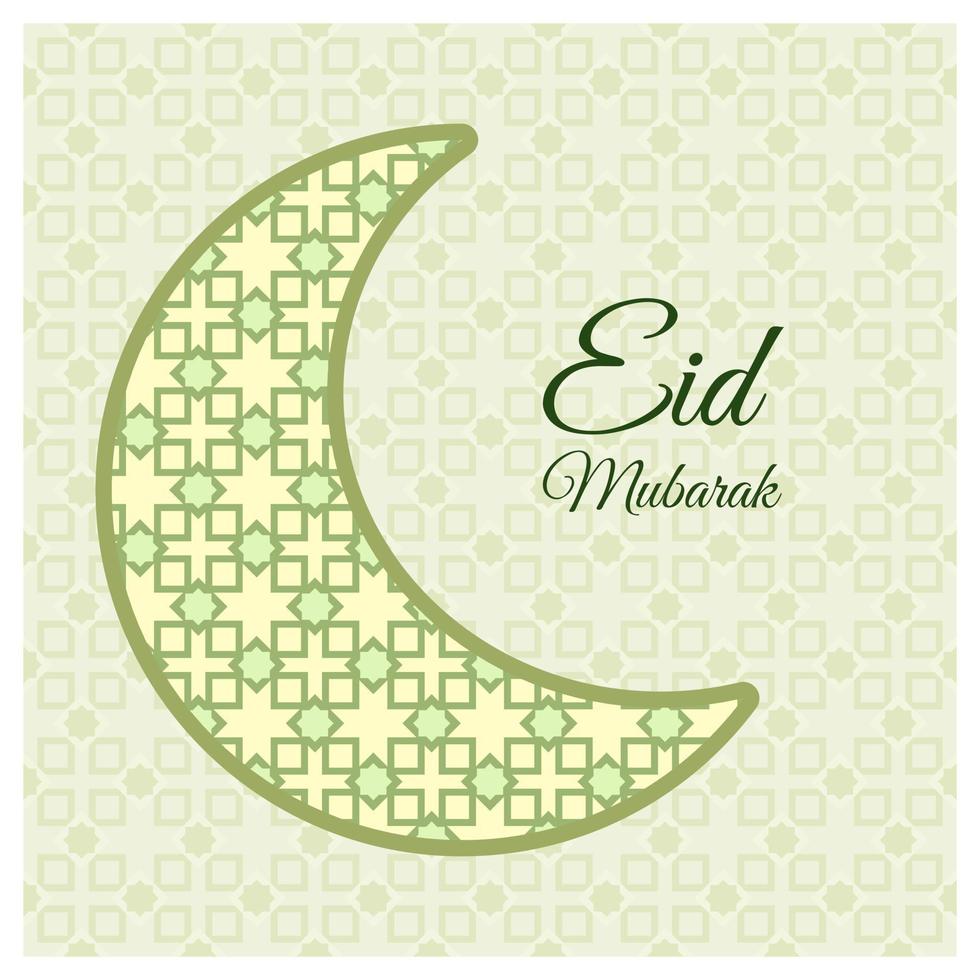 eid mubarak com enfeite de lua no plano de fundo vetor