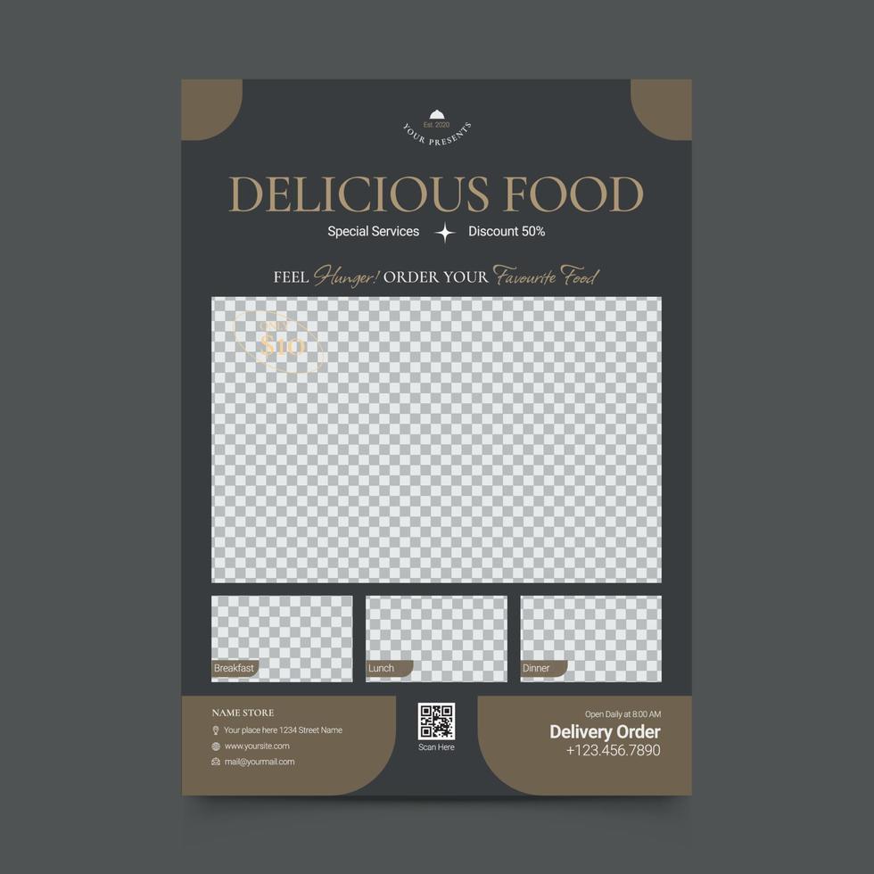 modelo de folheto de menu de comida e restaurante vetor