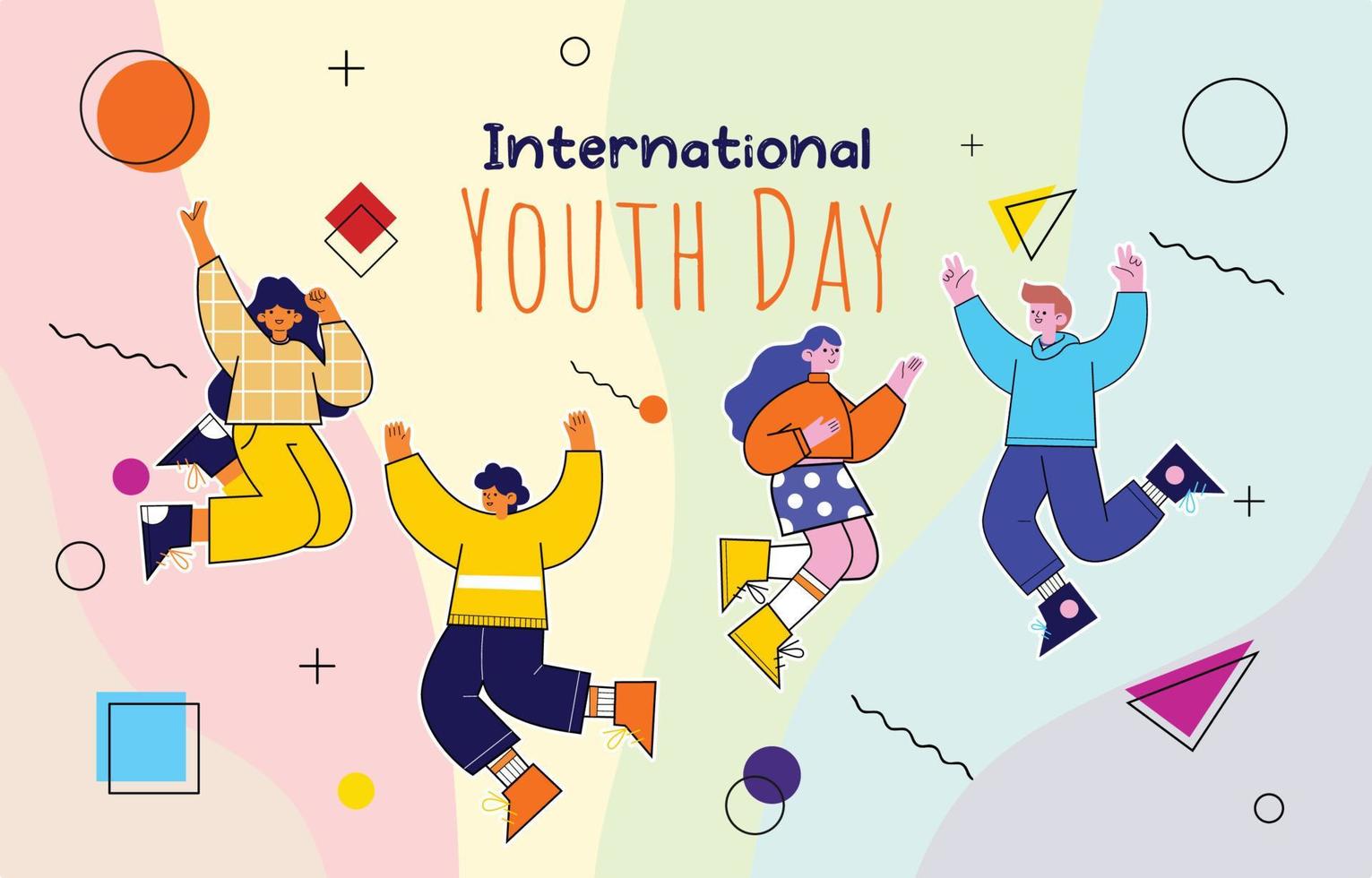 alegre conceito plano de memphis do dia internacional da juventude vetor