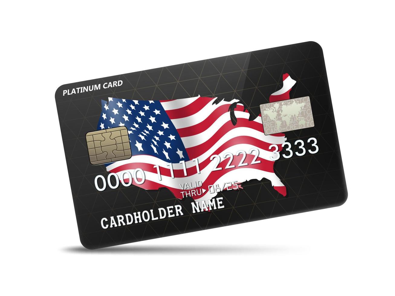 cartão de crédito de platina brilhante detalhado com decoração de luz neon ondulada, isolado no fundo branco. ilustração vetorial vetor
