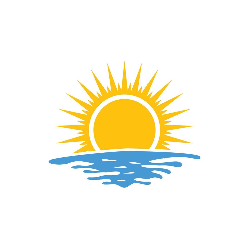 vetor de modelo de design de ícone de logotipo de praia nascer do sol