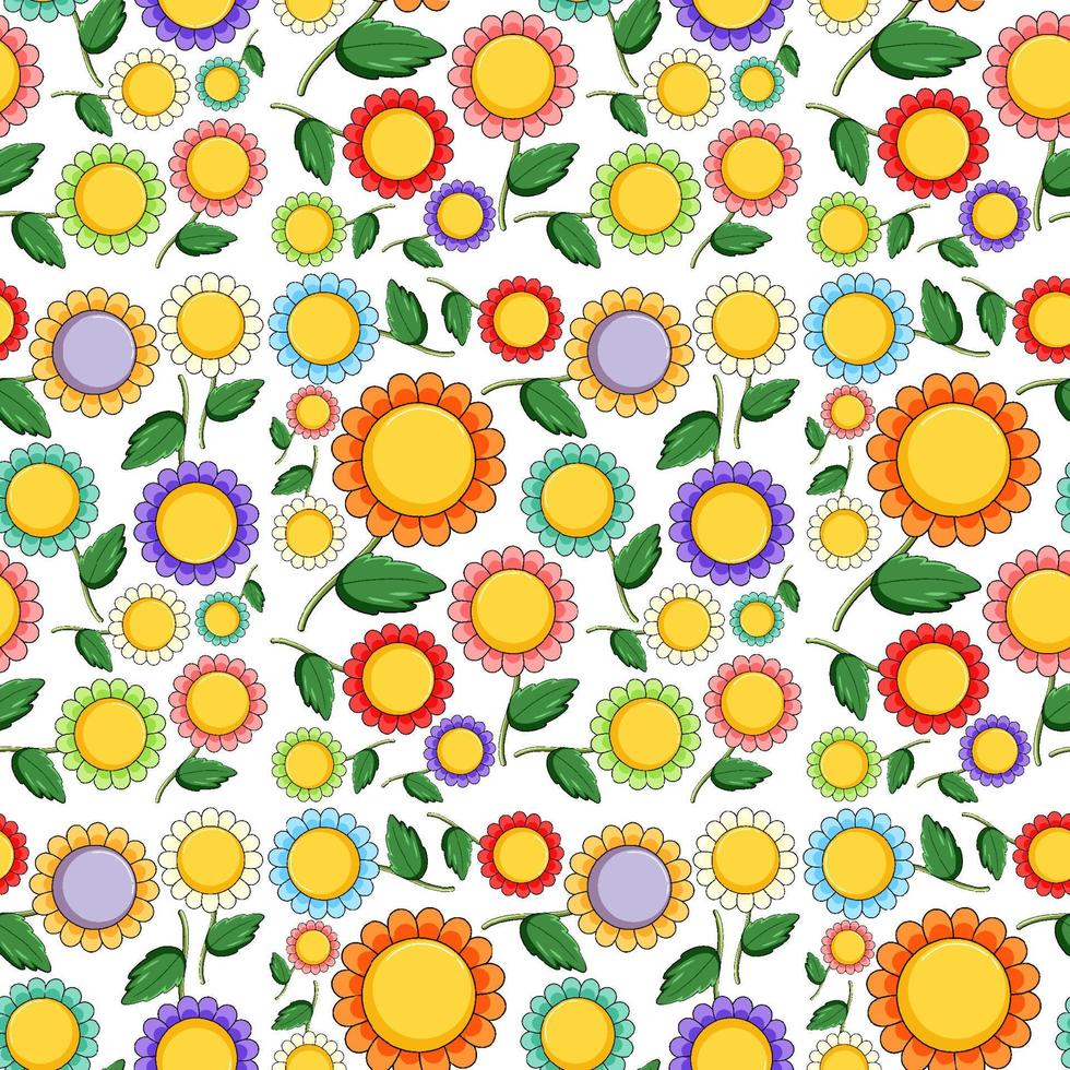 design de plano de fundo sem costura com flores coloridas vetor