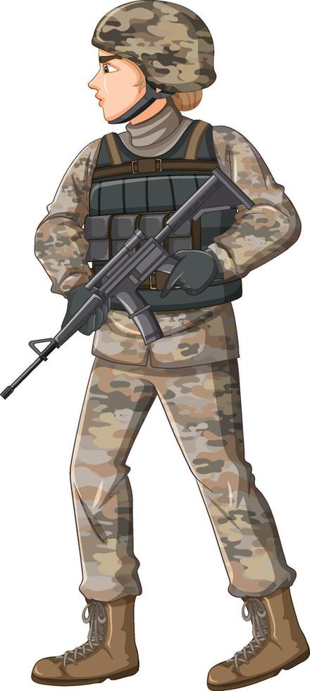 soldado em personagem de desenho animado uniforme vetor