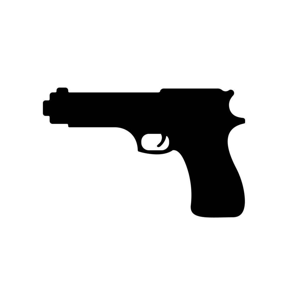 ícone de silhueta preta de arma de mão. pictograma de glifo de revólver antigo. símbolo plano de gatilho de arma de pistola. sinal de revólver de segurança de guerra militar. ícone simples de arma. logotipo da arma. ilustração vetorial isolado. vetor