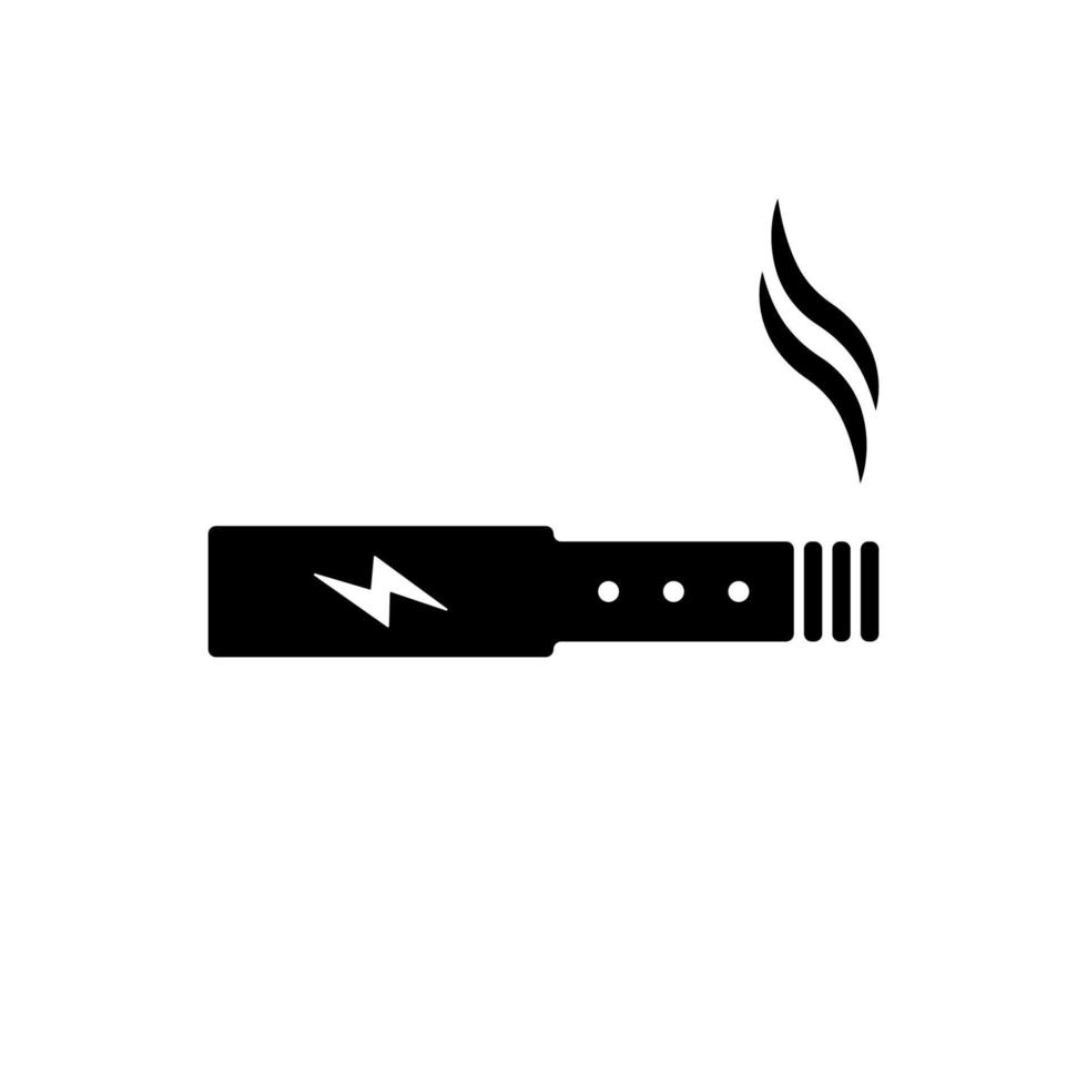 ícone de silhueta preta de cigarro eletrônico. vape fumaça elétrica nicotina tecnologia de tabaco pictograma de glifo. caneta de charuto dispositivo vaporize o símbolo plano. sinal de cigarro eletrônico. ilustração vetorial isolado. vetor