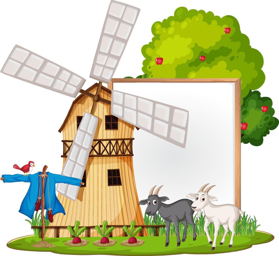 modelo de banner vazio com animais de fazenda vetor