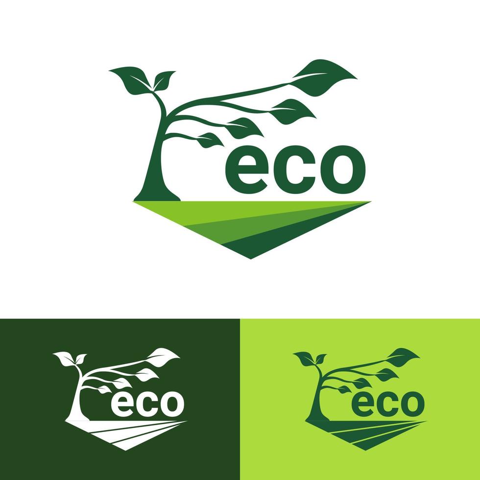 rótulo de folha ecológica. logotipos de vetor de ícone de natureza de ecologia de folha verde