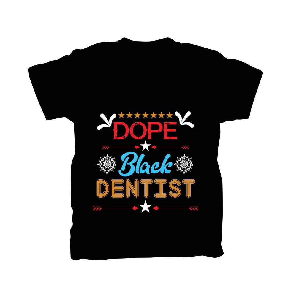 design de camiseta de dentista preto vetor