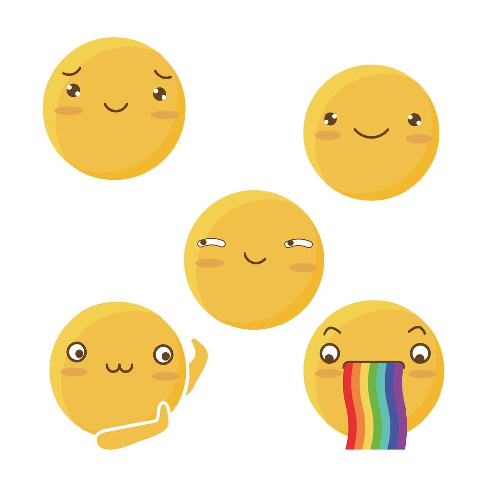 conjunto de ilustração emoji bonito e engraçado vetor