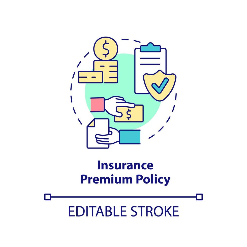 ícone de conceito de política de prêmio de seguro. cobertura financeira componente idéia abstrata ilustração de linha fina. desenho de contorno isolado. traço editável. vetor