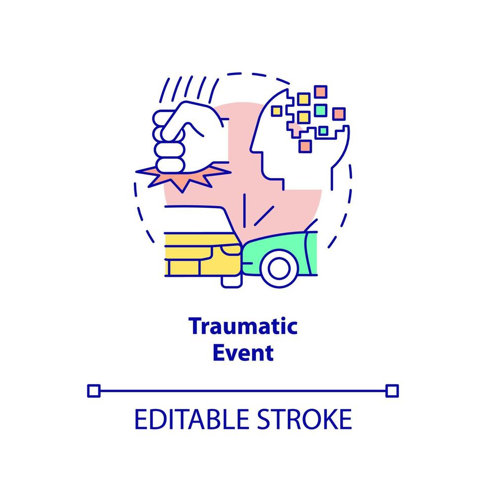 ícone do conceito de evento traumático. abuso e violência prolongados. fatores de risco idéia abstrata ilustração de linha fina. desenho de contorno isolado. traço editável. vetor