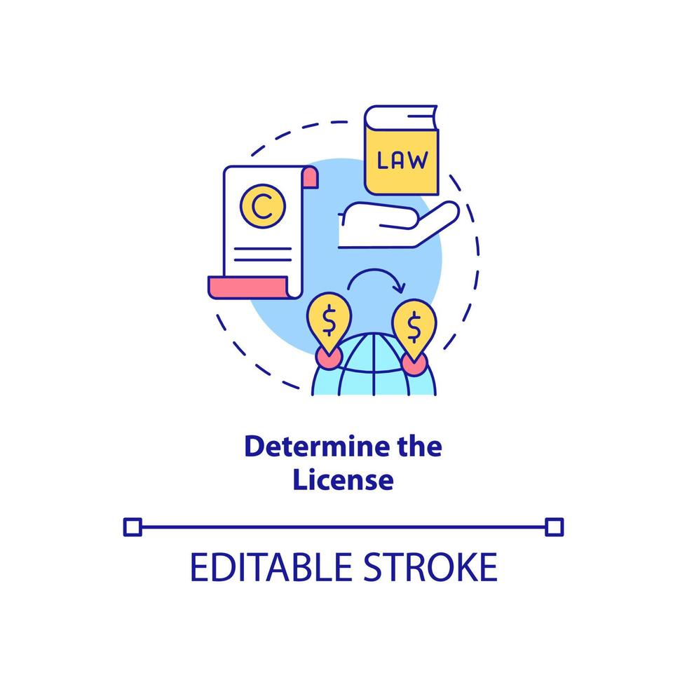 determinar o ícone do conceito de licença. comércio internacional. como iniciar a ilustração de linha fina de ideia abstrata de negócios de exportação. desenho de contorno isolado. vetor