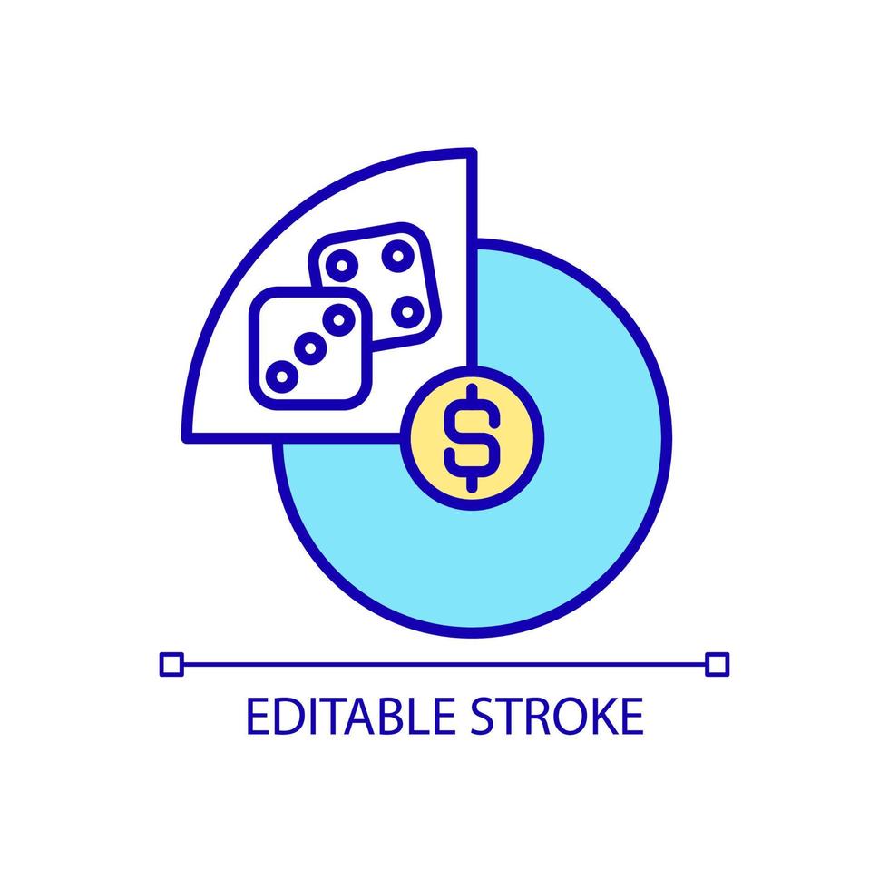 ícone de cor rgb de despesas de jogo. gastar dinheiro em apostas. orçamento de planejamento. habilidades financeiras. ilustração vetorial isolado. desenho de linha preenchido simples. traço editável. vetor