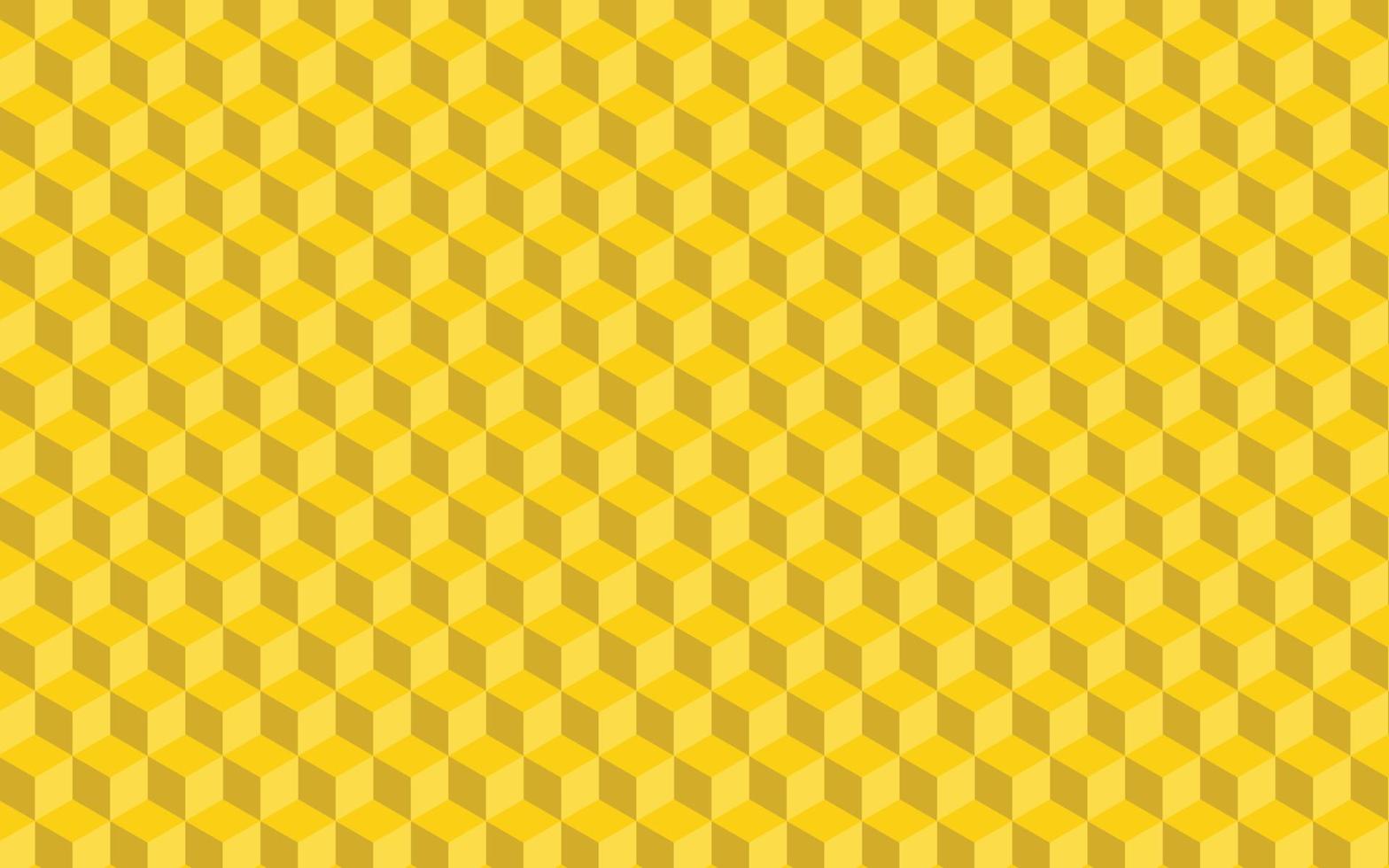 fundo largo de padrão de cubo geométrico amarelo sem costura adequado para impressão de embalagens vetor
