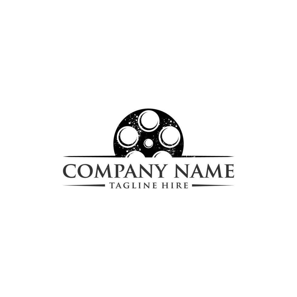 design de logotipo de filme com conceito de filme em rolo vetor