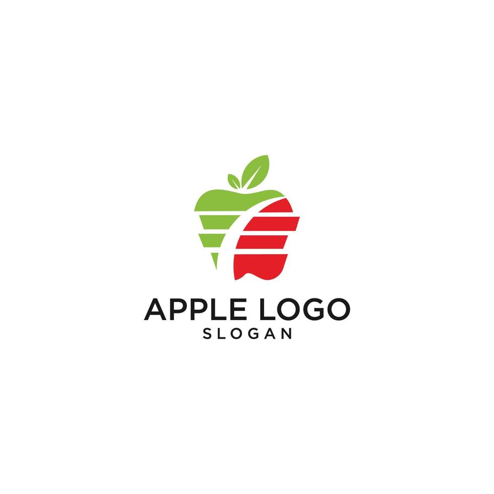 cuidados com maçã frutas verde alimentação clínica saudável design de logotipo médico vetor