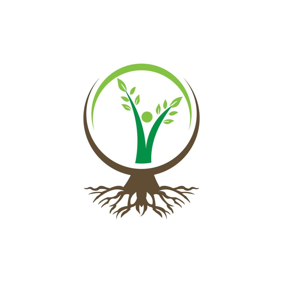 logotipo de vetor de raízes de árvores