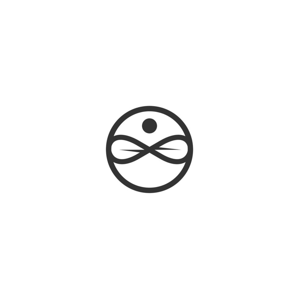 logotipo linear humano de ioga abstrata. thread pessoa flor equilíbrio logotipo. spa criativo, marca de vetor de guru.