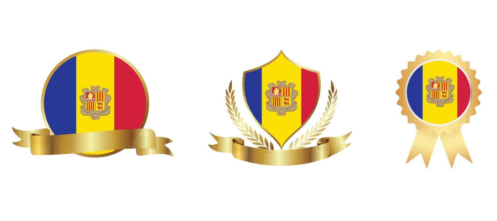 ícone de bandeira de andorra. conjunto de ícones da web. coleção de ícones plana. ilustração vetorial simples. vetor