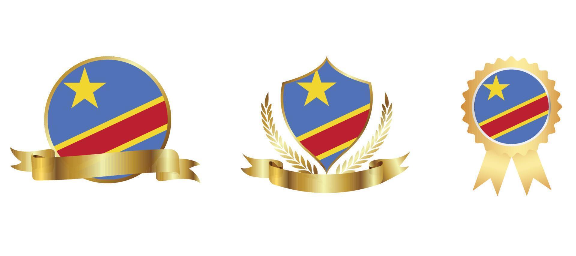 ícone de bandeira da república democrática do congo. conjunto de ícones da web. coleção de ícones plana. ilustração vetorial simples. vetor
