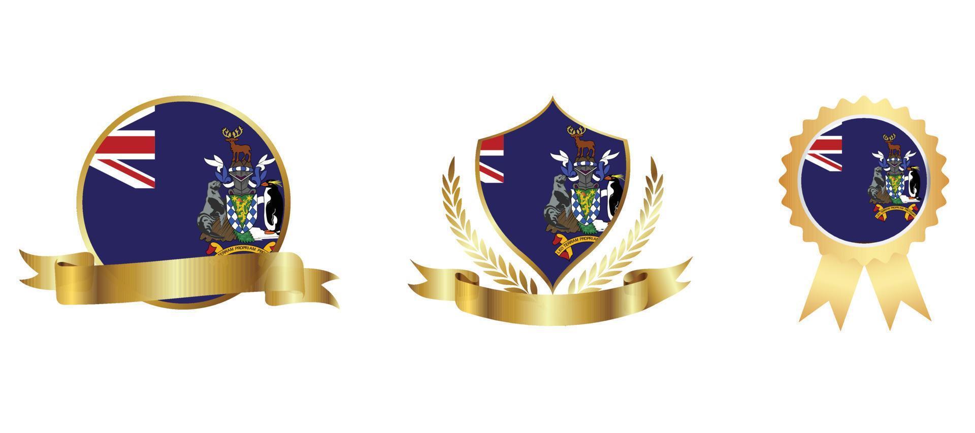 Geórgia do Sul e o ícone de bandeira das Ilhas Sandwich do Sul. conjunto de ícones da web. coleção de ícones plana. ilustração vetorial simples. vetor