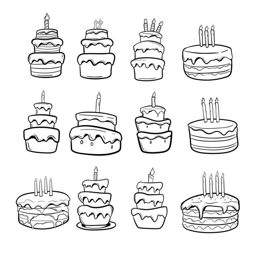 arte de doodle de bolo de aniversário vetor