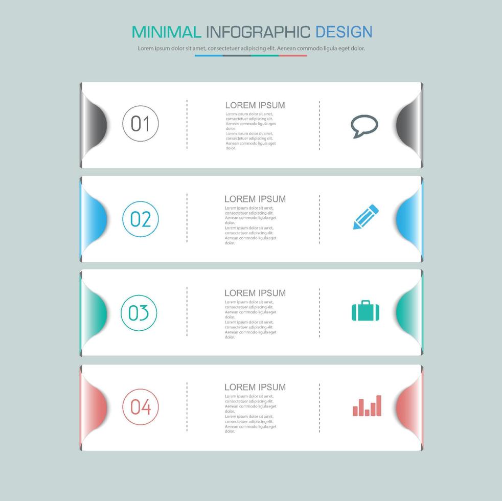 elementos infográficos com ícone de negócios no processo de fundo colorido ou diagramas de fluxo de trabalho de etapas e opções, elemento de design vetorial eps10 illustrationirh vetor