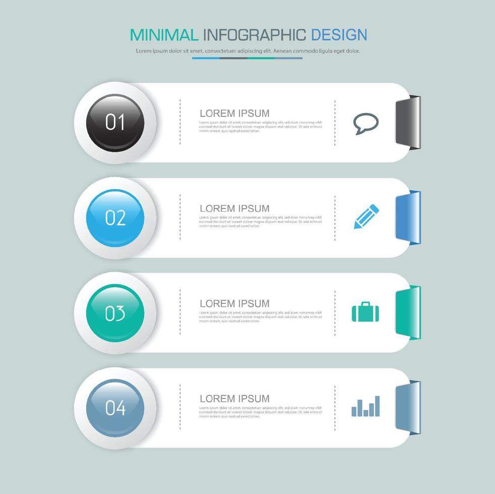 elementos infográficos com ícone de negócios no processo de fundo colorido ou diagramas de fluxo de trabalho de etapas e opções, elemento de design vetorial eps10 illustrationirh vetor