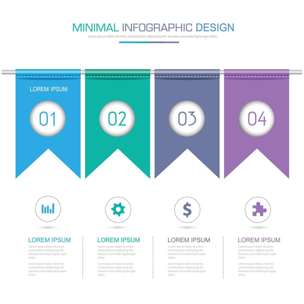 elementos infográficos com ícone de negócios no processo de fundo colorido ou diagramas de fluxo de trabalho de etapas e opções, ilustração de eps10 de elemento de design vetorial vetor