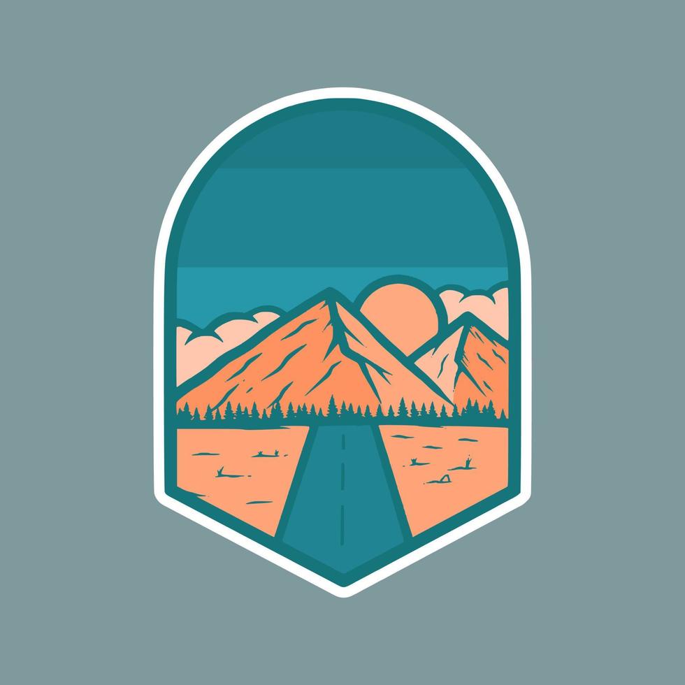 ilustração de emblema de montanha para design de adesivo ou camiseta vetor