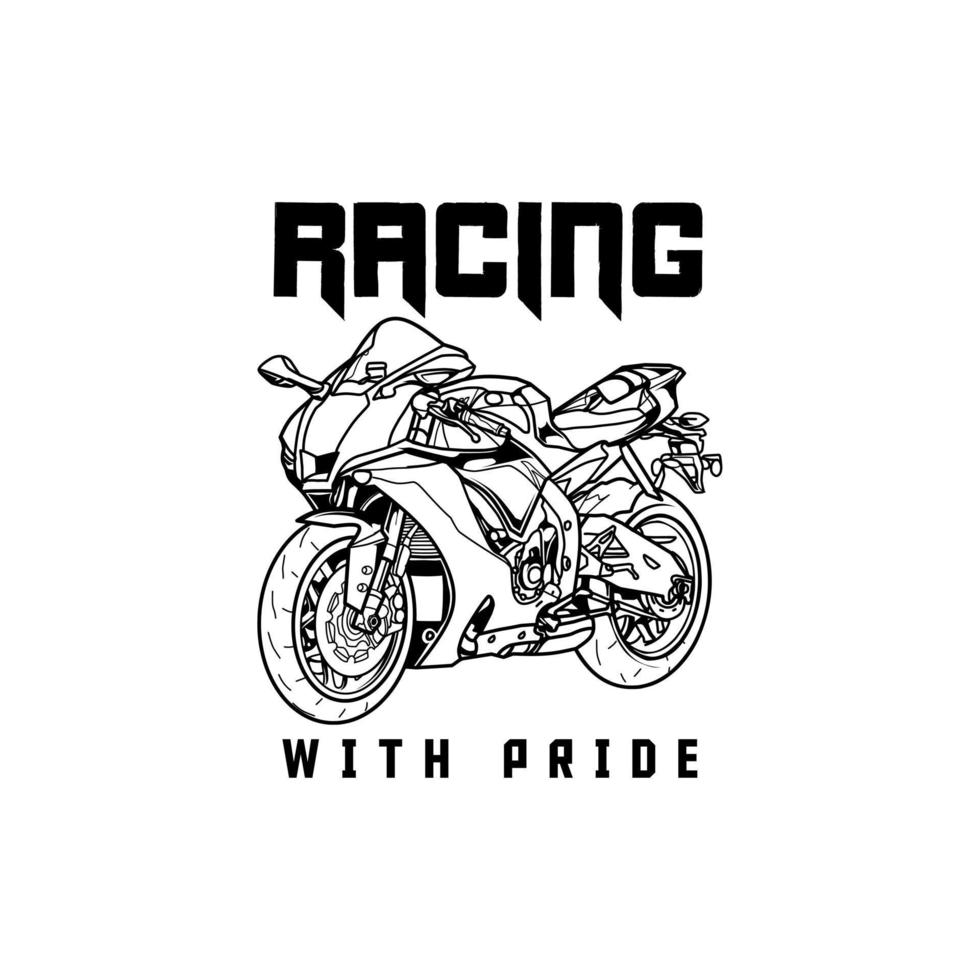 corrida com design de orgulho com arte de linha de super moto perfeita para adesivo de design de camiseta, capuz, mercadoria vetor